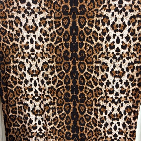 Cliche Stretch Jersey Cotton Blend Leopard Animal Print Turtleneck Size Small - Picture 2 of 8